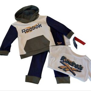 Reebok Performance Toddler Boys' Active 3-piece Jogger Sweatsuit Set 2T NEW